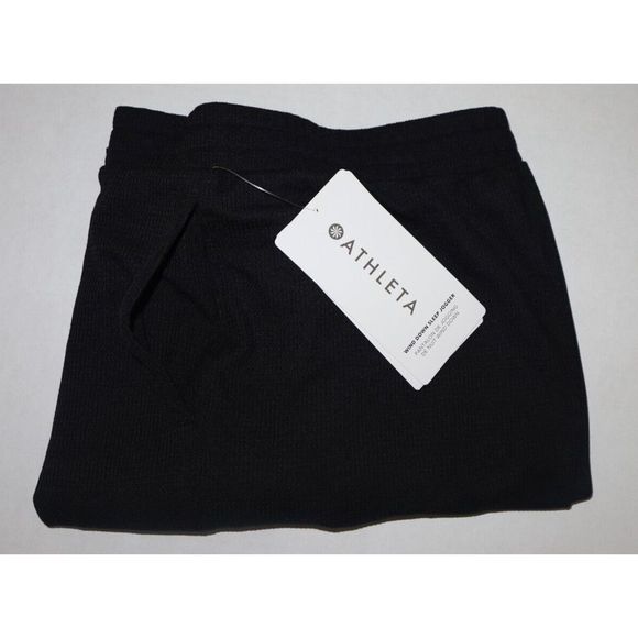 Athleta Women's Sz XS Black Waffle Knit Wind Down Sleep Jogger Lounge Pants - Picture 8 of 8